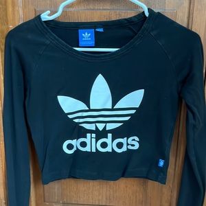 Adidas Logo Black Crop Top Small